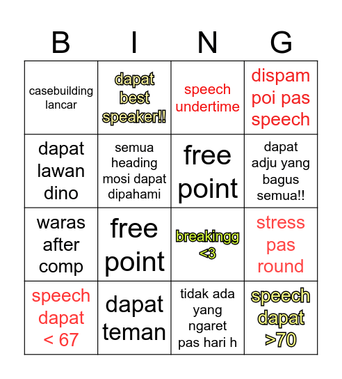 BINGO BINGO BINGO PRE NSDC Bingo Card