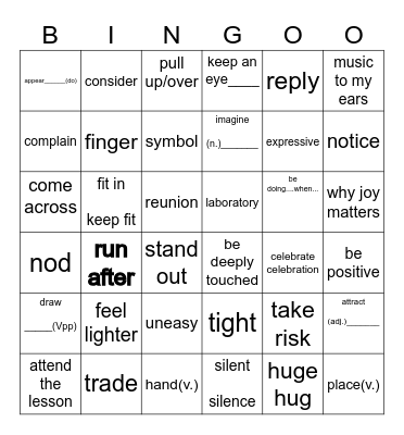 list 9 周测4+报纸13-14 Bingo Card