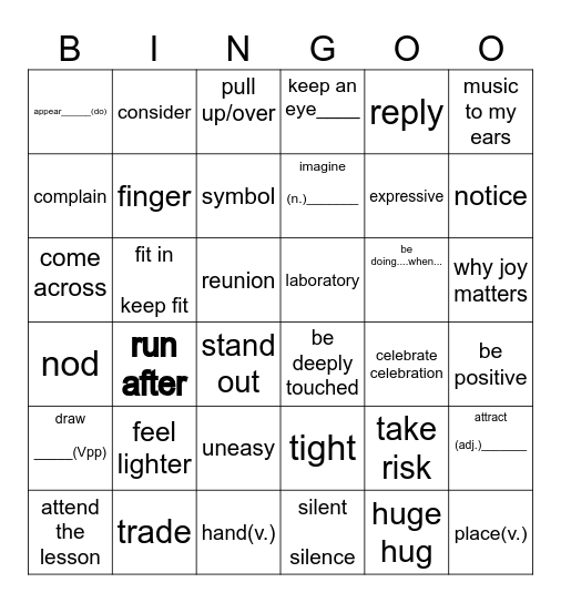 list 9 周测4+报纸13-14 Bingo Card