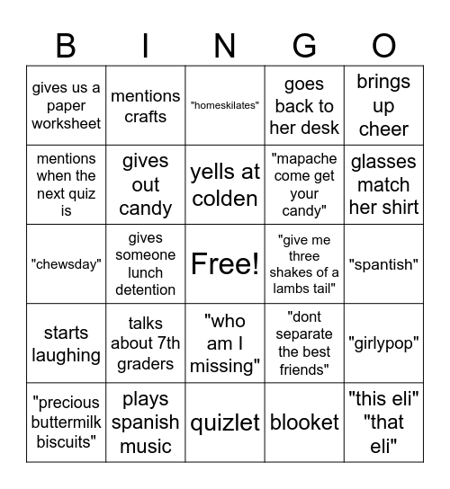 Robinson Bingo Card