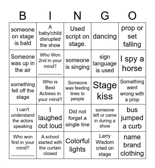 OAP CONTEST FOCUS Bingo Card