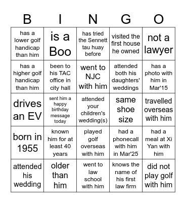BOOngo! Bingo Card