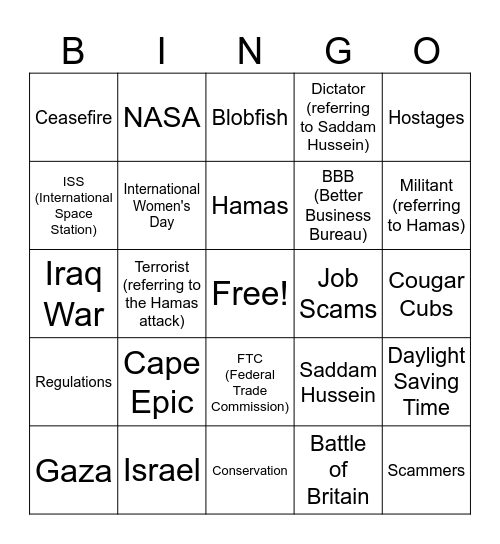 From A to Z 3/19/25 Bingo Card