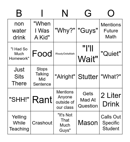 Mr. Kirschner BINGO Card