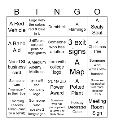 Scavenger Hunt Bingo Card