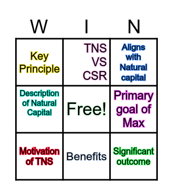 Natural Capitalism Bingo Card