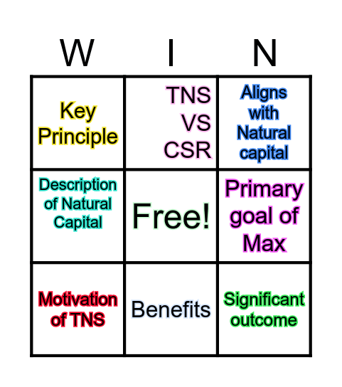 Natural Capitalism Bingo Card