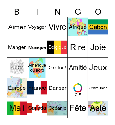 semaine de la francophonie Bingo Card