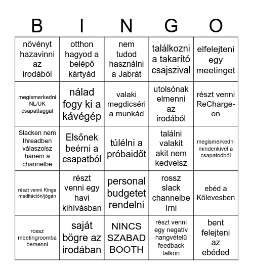Reni SC Bingó kártyája Bingo Card