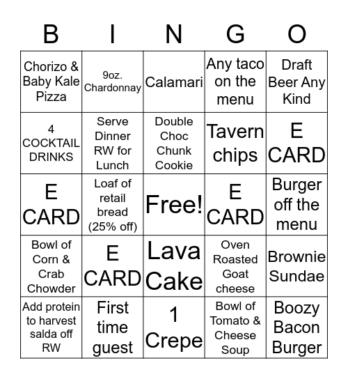 SUNDAY BINGO Card