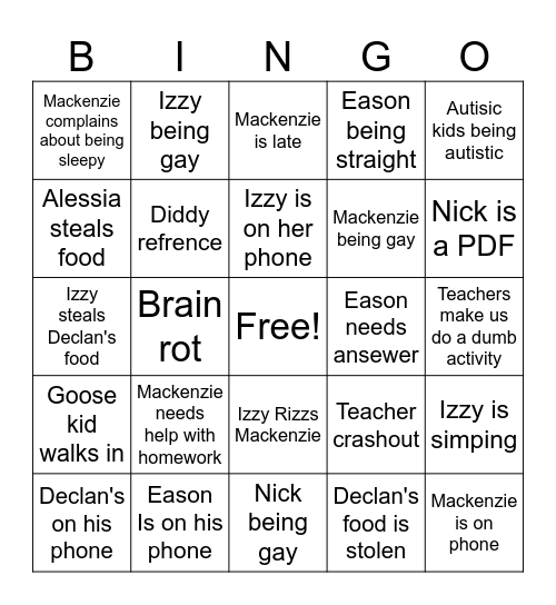 Advisory Bingo Card