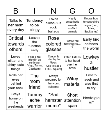CANCER WOMAN BINGO Card