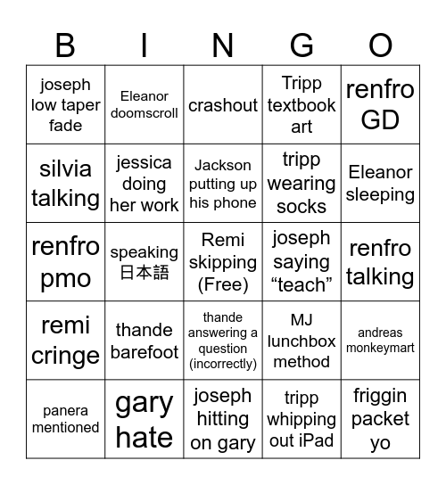 Japanese 2 Bingo Card