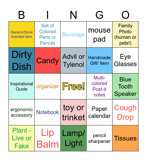 What's on Your Desk? Bingo Card