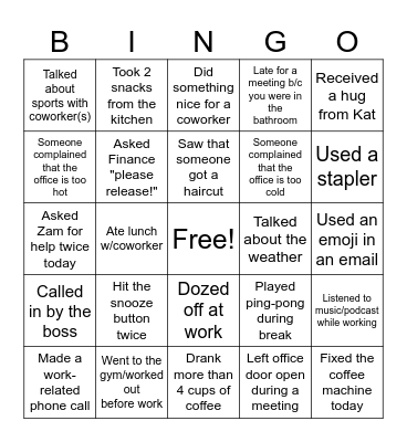 Hisense Bingo Card