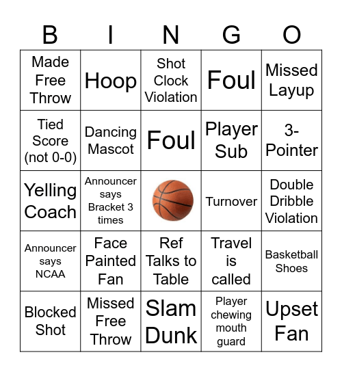 NCAA March Madness Bingo Card