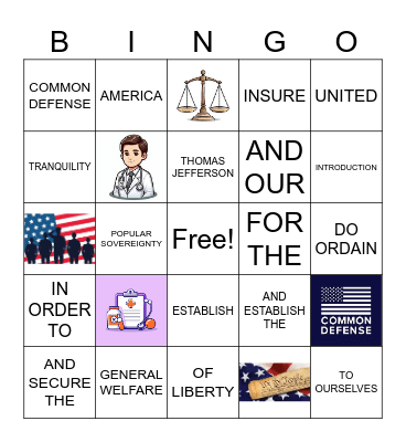 PREAMBLE Bingo Card