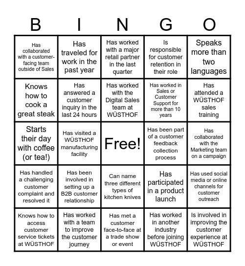 Human Bingo Card
