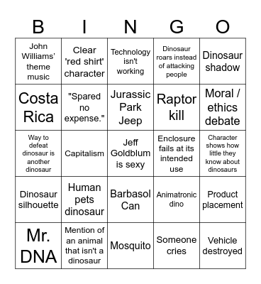The Lost World Series Bingo Card
