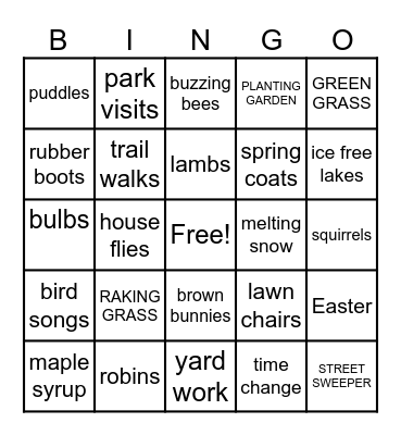 SPRING HAS SPRUNG Bingo Card