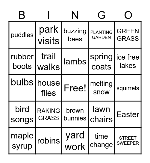 SPRING HAS SPRUNG Bingo Card