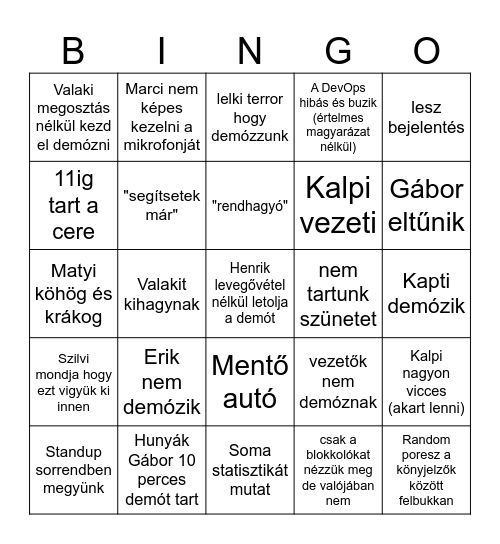 Bengo Bingo Card