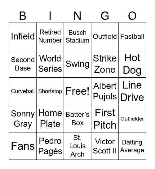 Cardinal's Opener Bingo Card