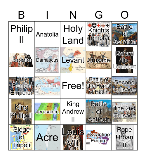 The Crusades Bingo Card