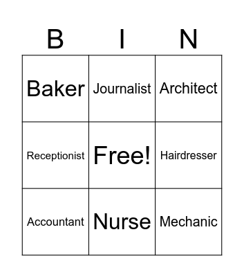 Las Profesiones Bingo Card