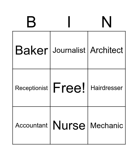 Las Profesiones Bingo Card