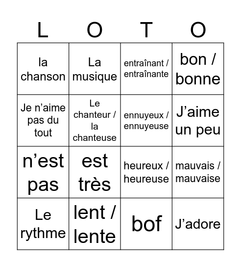 Manie Musicale Bingo Card