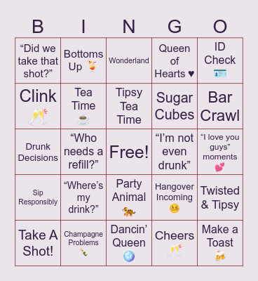 Twisted Tipsy Bingo Card