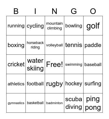 sports Bingo Card