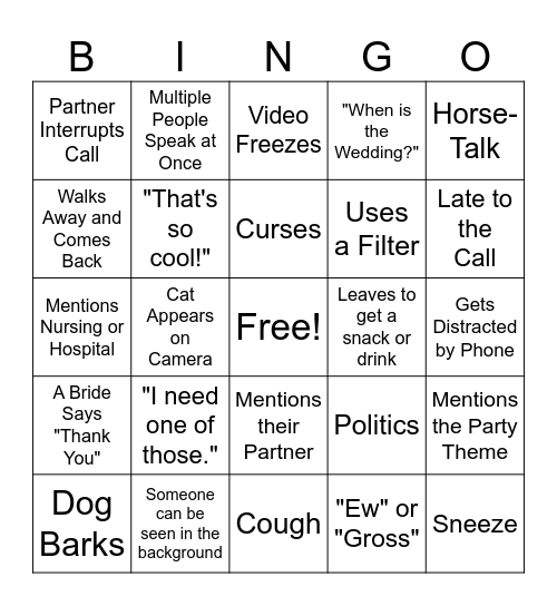 Party Bingo! Bingo Card