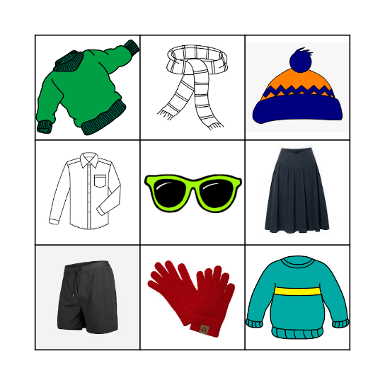 Clothes, clothes, clothes! Bingo Card