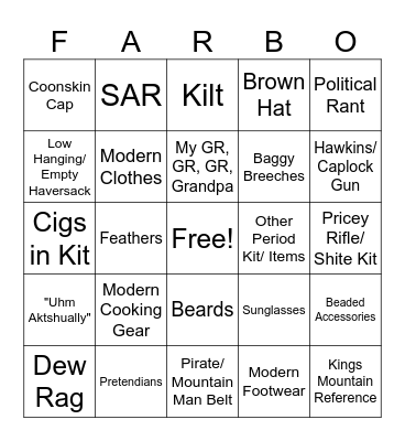 250th Bingo Card