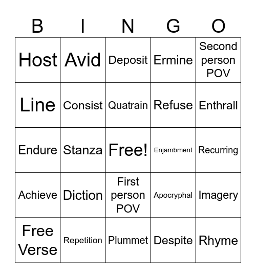 Quarter 3 Bingo Card