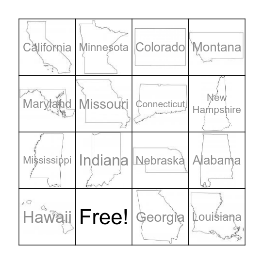 Estados de Estados Unidos Bingo Card