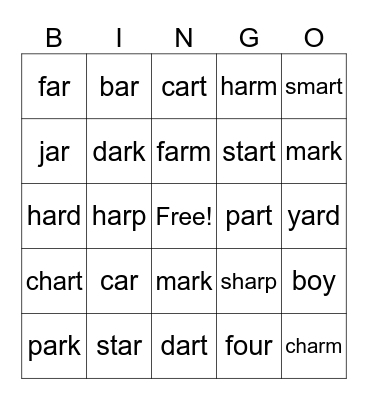 ar Bingo Card