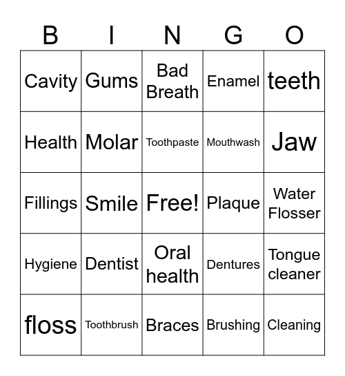 Maintaining Oral Health Bingo Card
