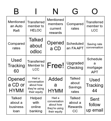 Call BINGO Card