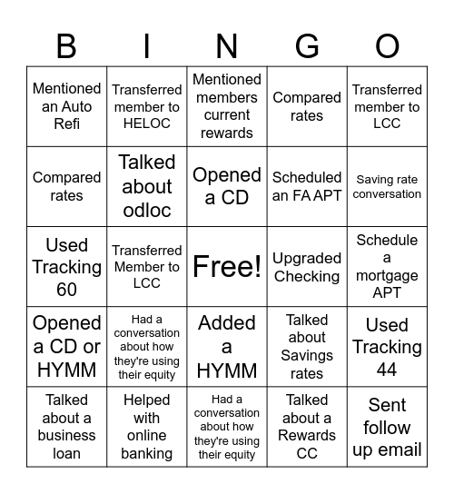 Call BINGO Card