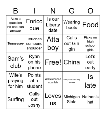 George Bingo Card