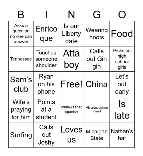 George Bingo Card