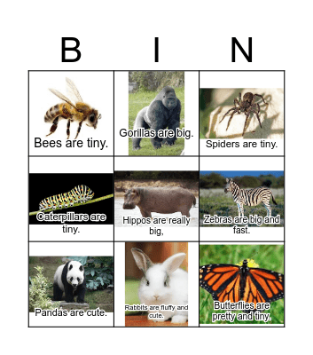 Land Animals Bingo Card