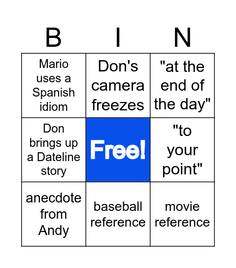 PreSales Bingo Card