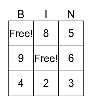 Number Bingo Card