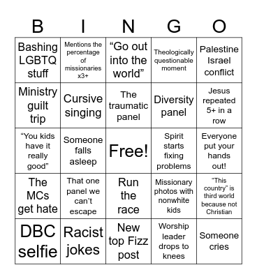 Missions Conference Bingo Card