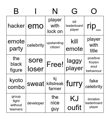 TSB BINGO Card