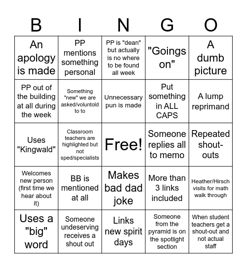 MMB Bingo Card